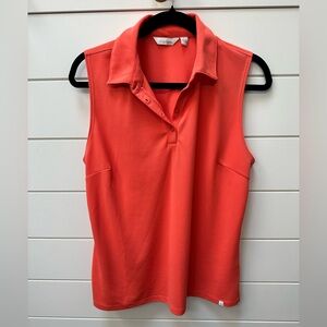 Lady Hagen Sleeveless Coral Golf Polo